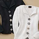 Hand-Knit Floral Buttons Cardigan 