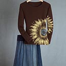 Sunflower Tee and Denim Skirt 