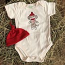Sock Monkey Onesie & Hat Set