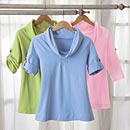 Pleated Cowl-Neck Tee