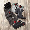 Recycled Wool Scarf, Fingerless Gloves, and Boot Cuffs