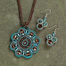 Mosaic Flower Necklace and Earrings