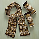 Owls Scarf and Fingerless Gloves