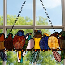Birds on a Wire Stained Glass
